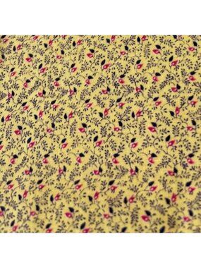 Yellow Floral Quilting Cotton Fabric 24" x 26" Small Red Blue Flowers Craft Quil